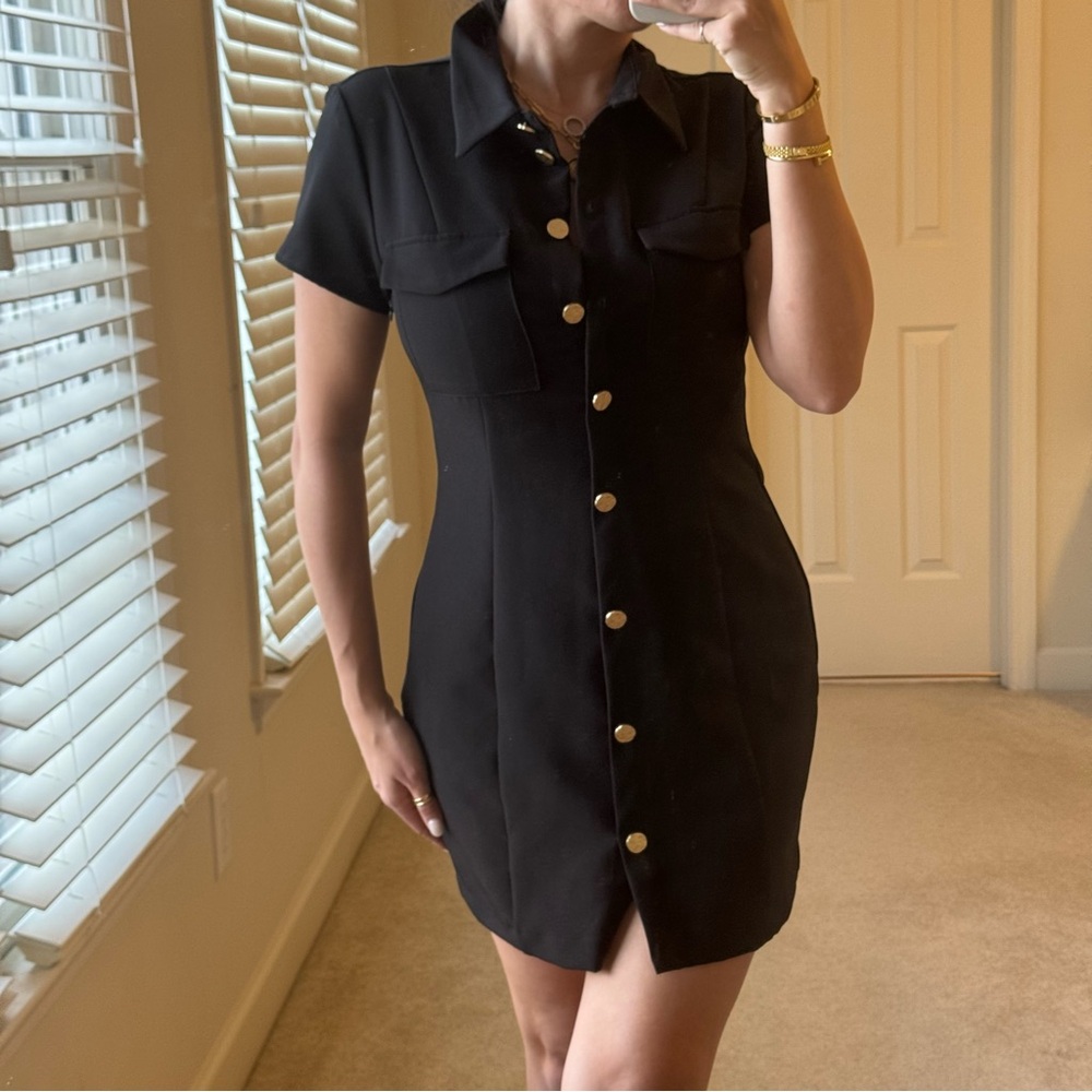 Zara Black Button-Up Women's Dress